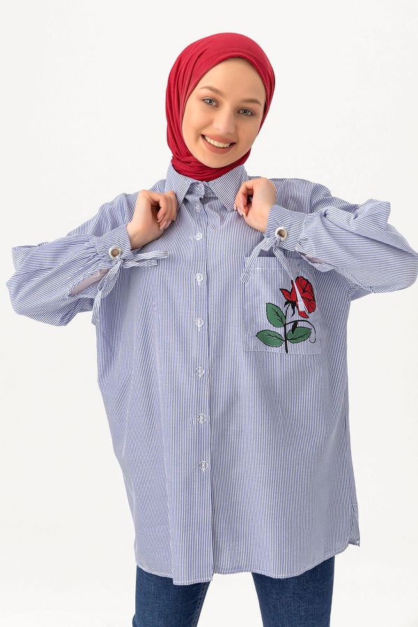 Düz Orta Kadın Mavi TUNIK - 3495 MAVİ