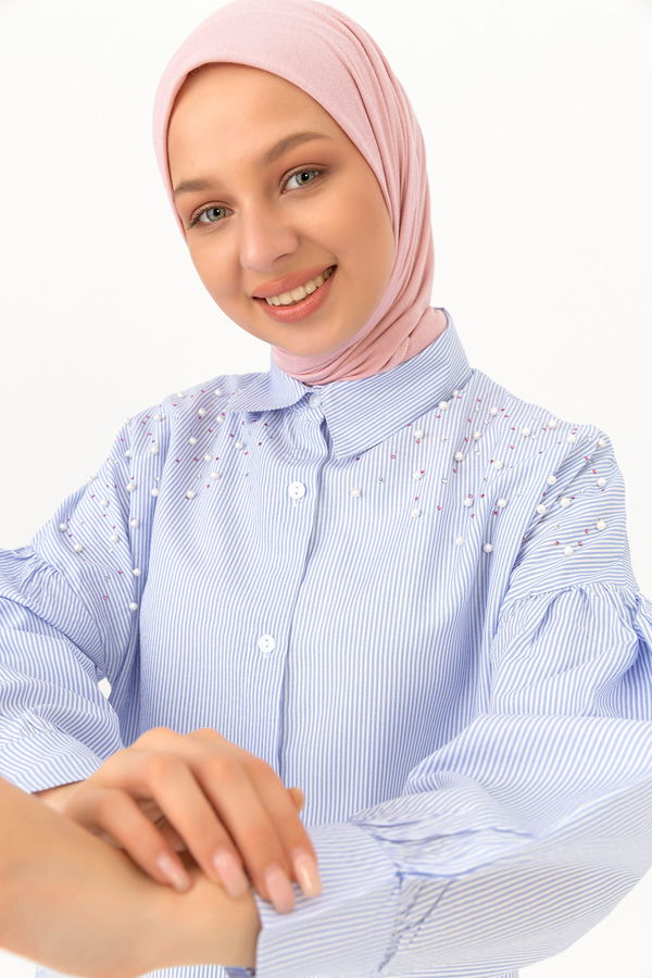 Düz Orta Kadın Mavi TUNIK - 3497 MAVİ