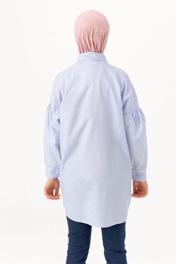 Düz Orta Kadın Mavi TUNIK - 3497 MAVİ