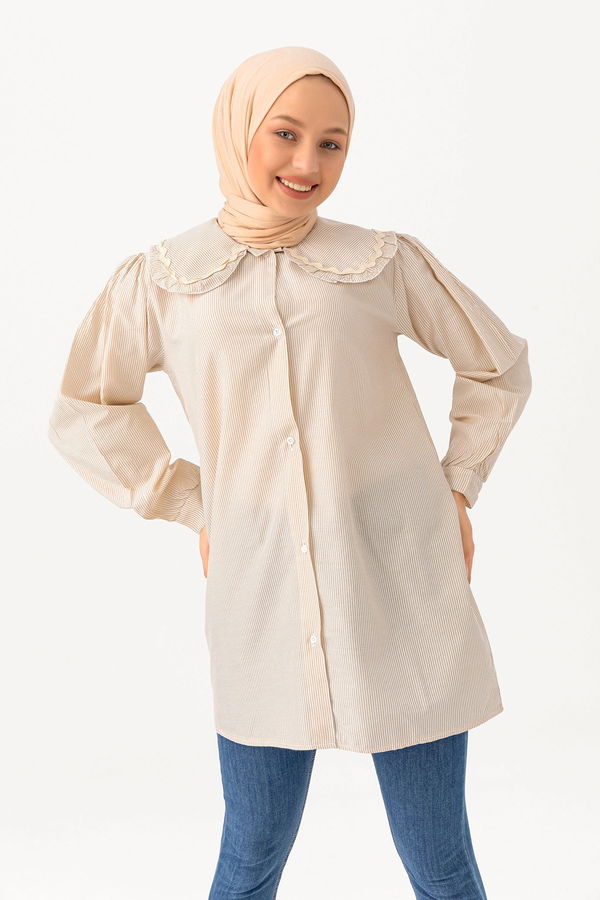 Düz Orta Kadın Vizon TUNIK - 3506