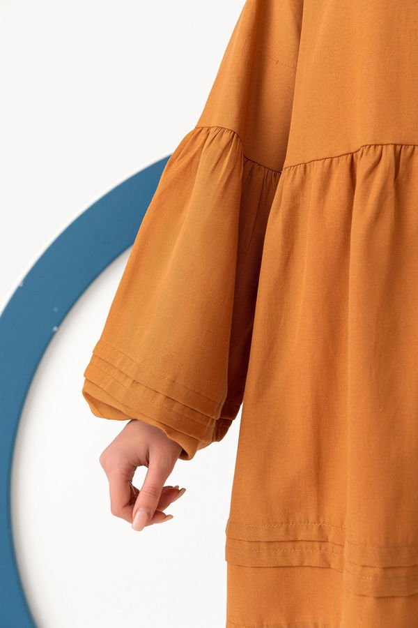 Düz Bisiklet Yaka Kadın Taba Tunık  - 3079 TABA