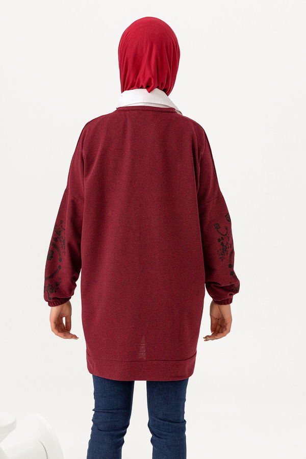 Düz Bisiklet Yaka Kadın Bordo TUNIK - 3357 BORDO