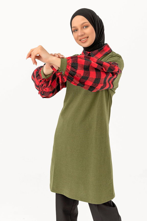 Düz Orta Kadın Haki TUNIK - 3410 HAKİ