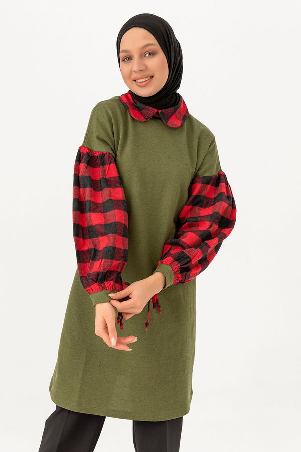 Düz Orta Kadın Haki TUNIK - 3410 HAKİ