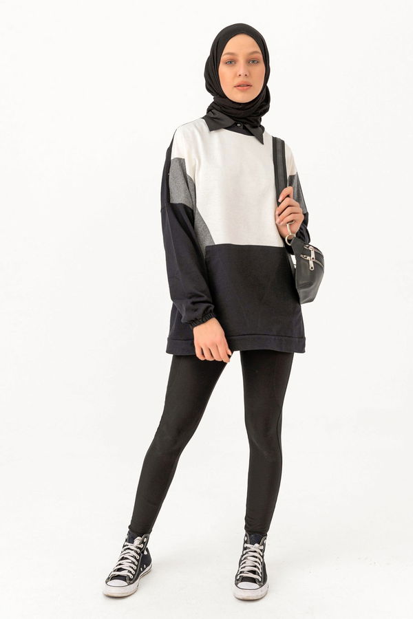 Düz Bisiklet Yaka Kadın Gri SWEAT - 3351 GRİ