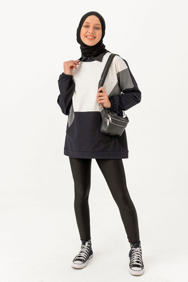 Düz Bisiklet Yaka Kadın Gri SWEAT - 3351 GRİ