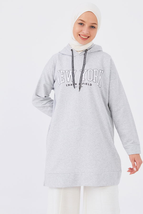 Düz Orta Kadın Gri Sweat - 20902