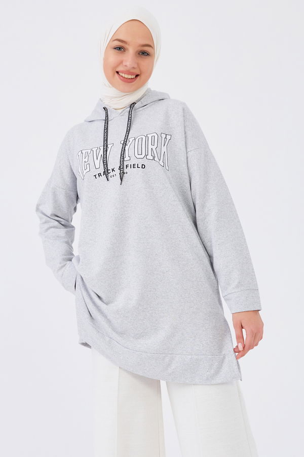 Düz Orta Kadın Gri Sweat - 20902