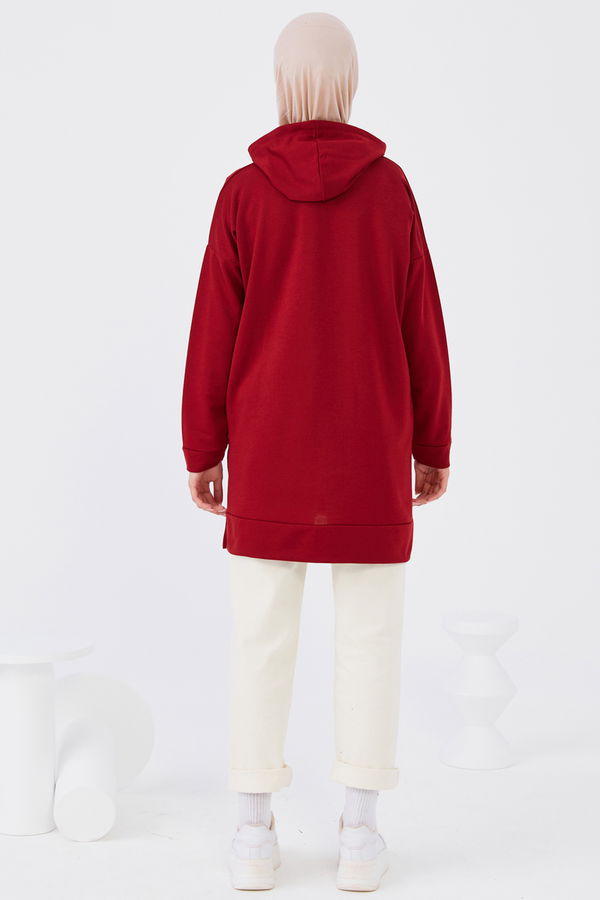 Düz Orta Kadın Bordo Sweat - 20902