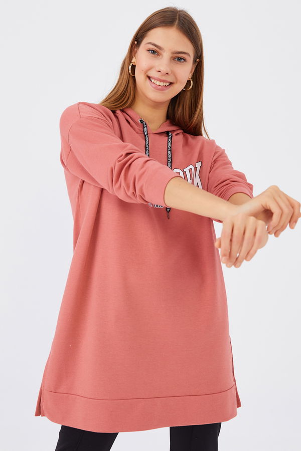 Düz Orta Kadın Pembe Sweat - 20902
