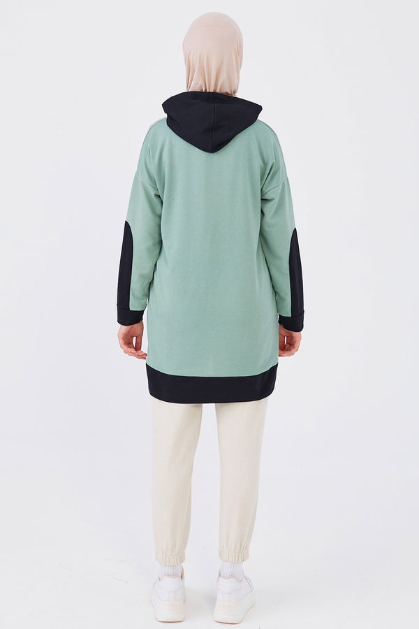 Düz Orta Kadın Yeşil Baskılı Sweat - 20898 YEŞİL