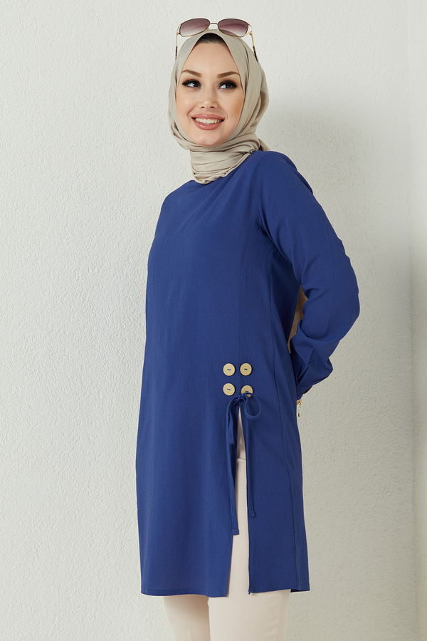 Düz Orta Kadın Mavi TUNIK - 3677