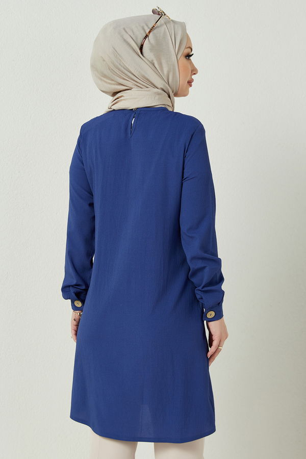 Düz Orta Kadın Mavi TUNIK - 3677