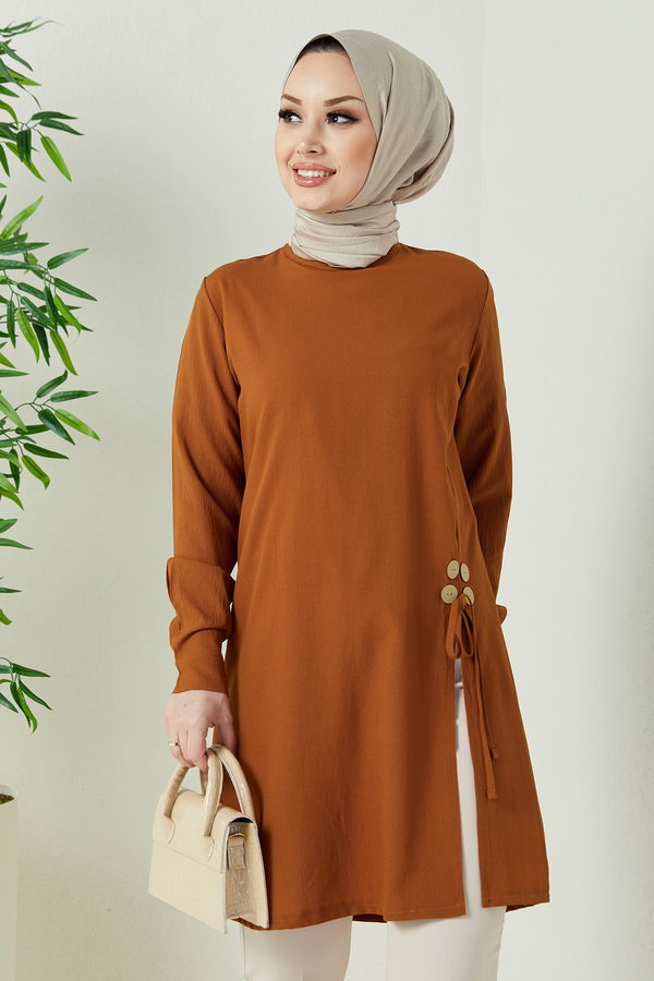 Düz Orta Kadın Taba TUNIK - 3677 TABA