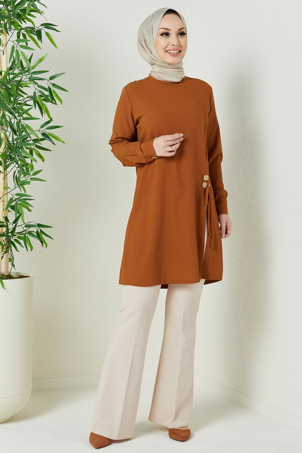Düz Orta Kadın Taba TUNIK - 3677 TABA