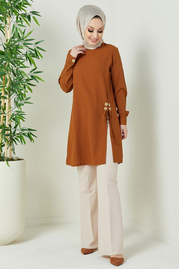 Düz Orta Kadın Taba TUNIK - 3677 TABA