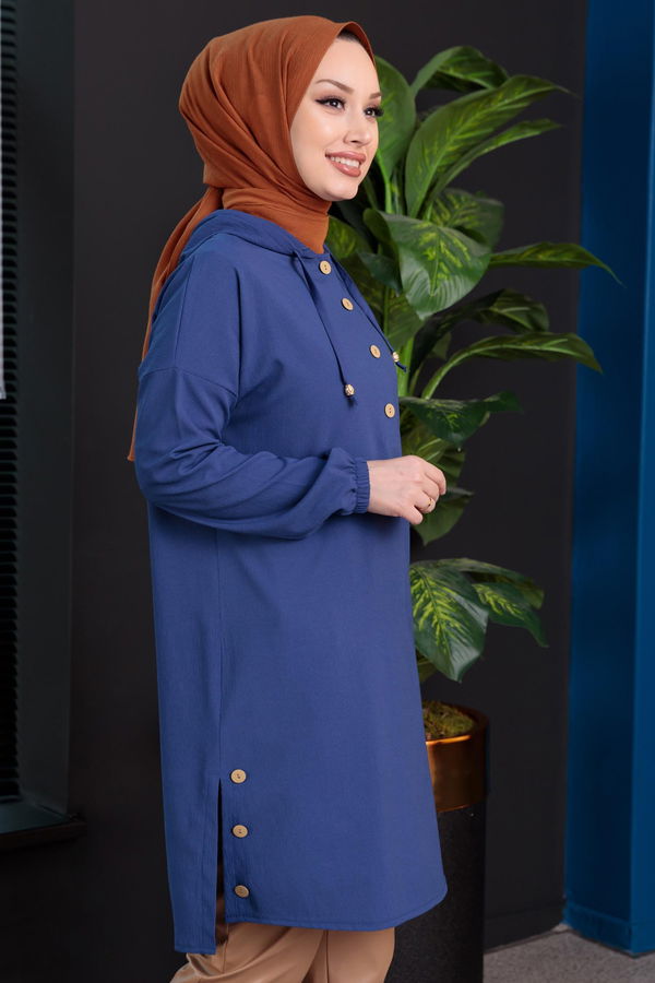 Düz Orta Kadın Mavi TUNIK - 3697 MAVİ