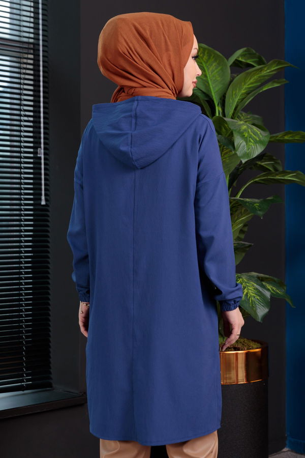 Düz Orta Kadın Mavi TUNIK - 3697 MAVİ