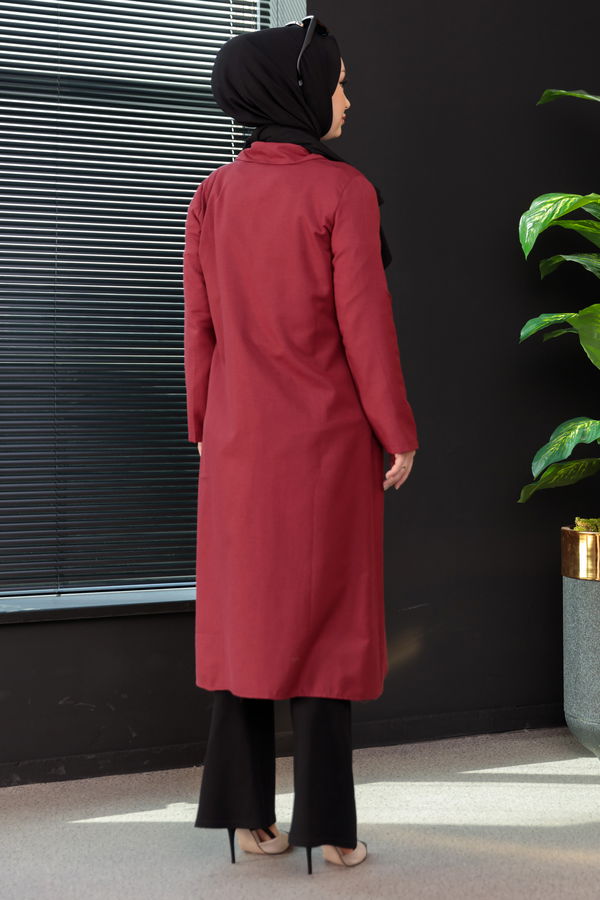 Düz Orta Kadın Bordo 8554 ELBISE - 8554