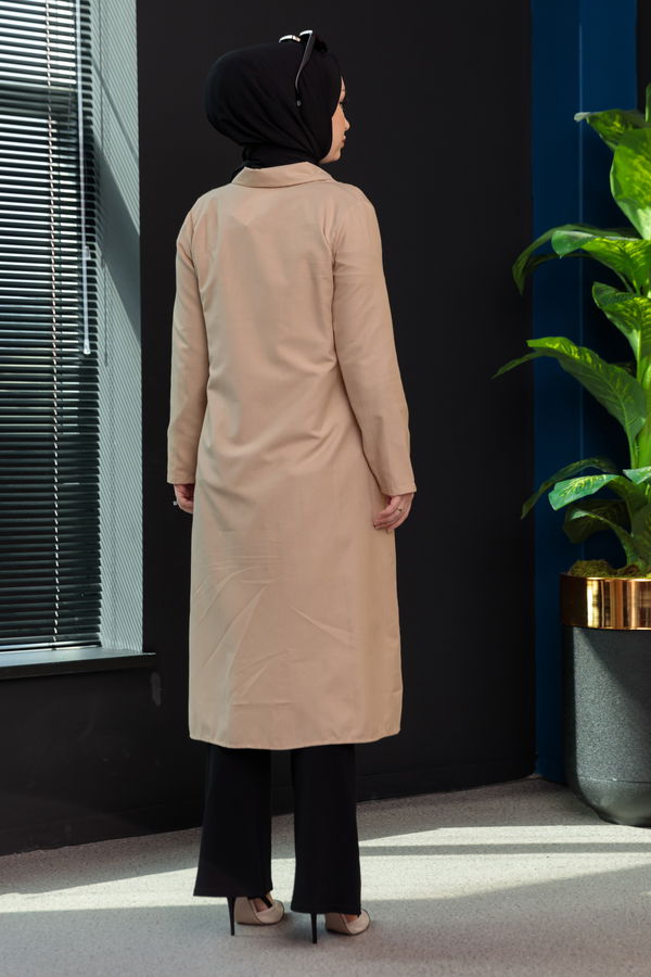 Düz Orta Kadın Vizon 8554 ELBISE - 8554 VİZON