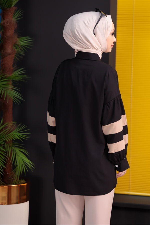 Düz Orta Kadın Siyah Tunık - 8693
