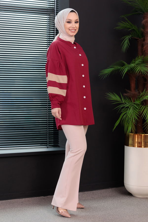 Düz Orta Kadın Bordo Tunık - 8693 BORDO