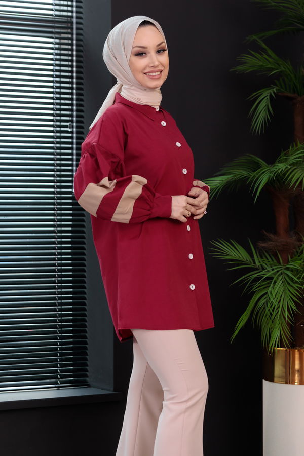 Düz Orta Kadın Bordo Tunık - 8693 BORDO