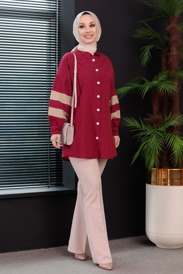 Düz Orta Kadın Bordo Tunık - 8693 BORDO