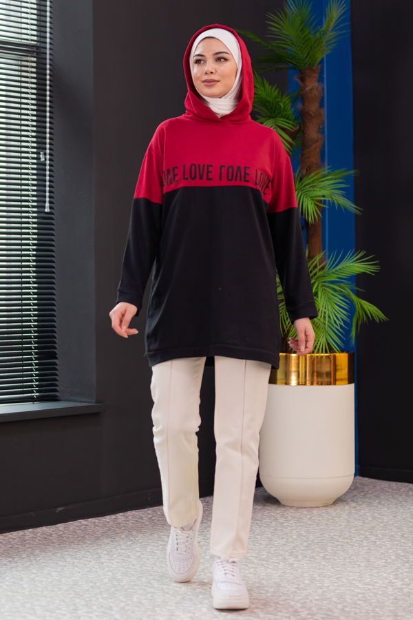 Düz Orta Kadın Bordo TUNIK - 3430 BORDO
