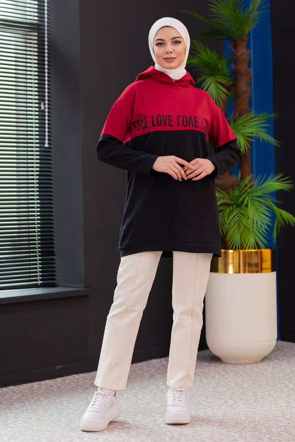 Düz Orta Kadın Bordo TUNIK - 3430 BORDO