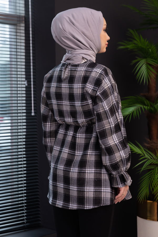 Düz Bisiklet Yaka Kadın Gri Tunık - 3778 GRİ