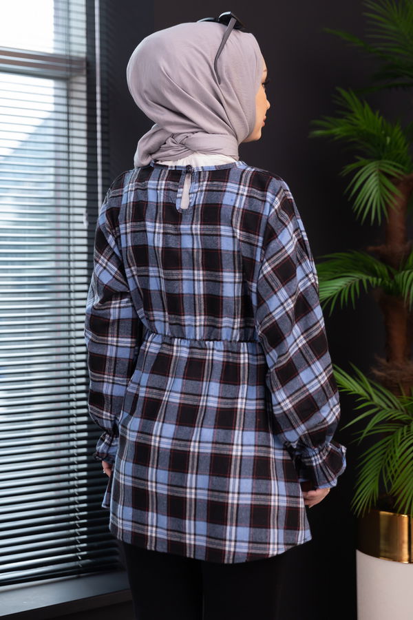 Düz Bisiklet Yaka Kadın Mavi Tunık - 3778 MAVİ