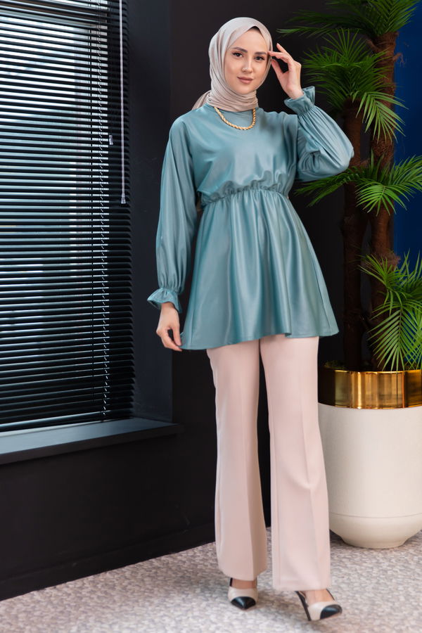 Düz Orta Kadın Yeşil Tunık MINT - 3321 - 3321 YEŞİL