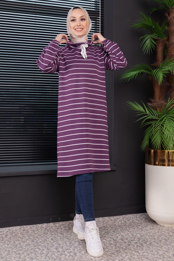 Düz Orta Kadın Mor TUNIK - 3485 MOR