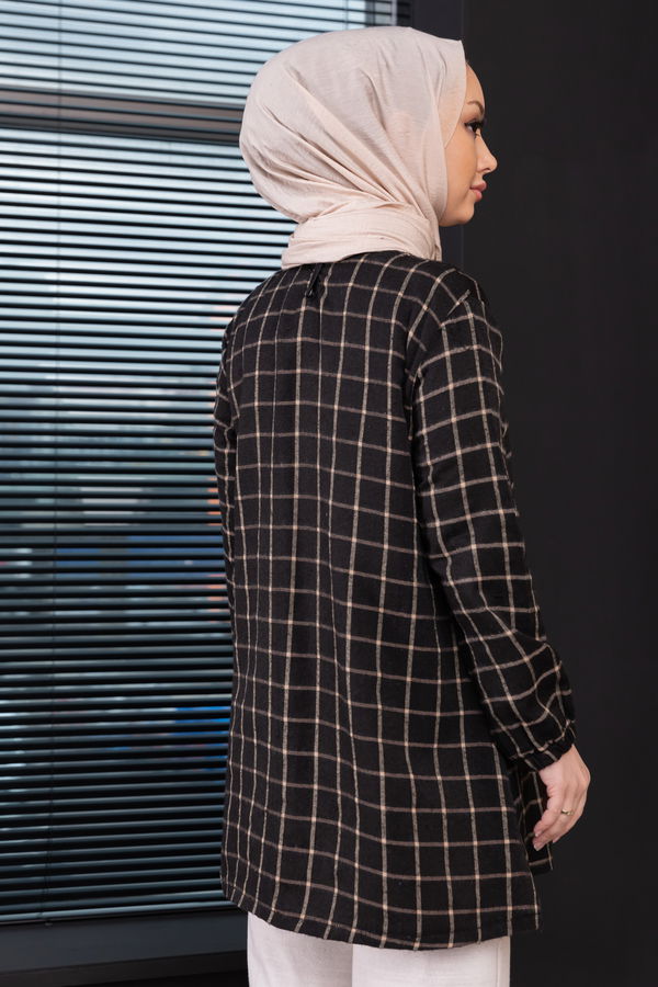 Düz Bisiklet Yaka Kadın Bej Tunik - 3997 BEJ