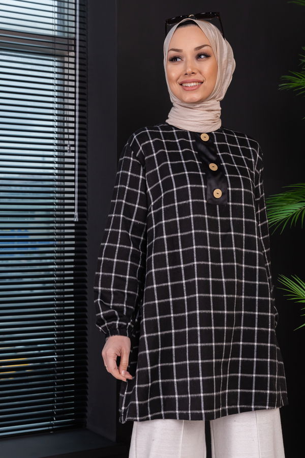 Düz Bisiklet Yaka Kadın Beyaz Tunik - 3997 BEYAZ