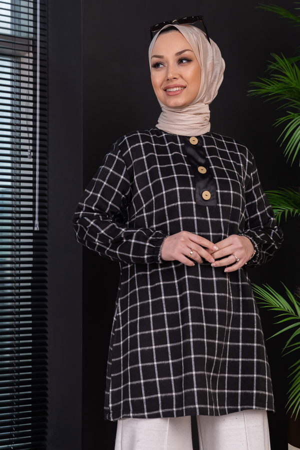 Düz Bisiklet Yaka Kadın Beyaz Tunik - 3997 BEYAZ