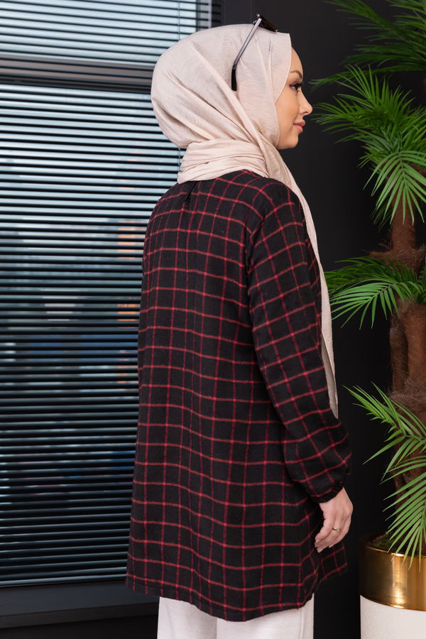 Düz Bisiklet Yaka Kadın Bordo Tunik - 3997