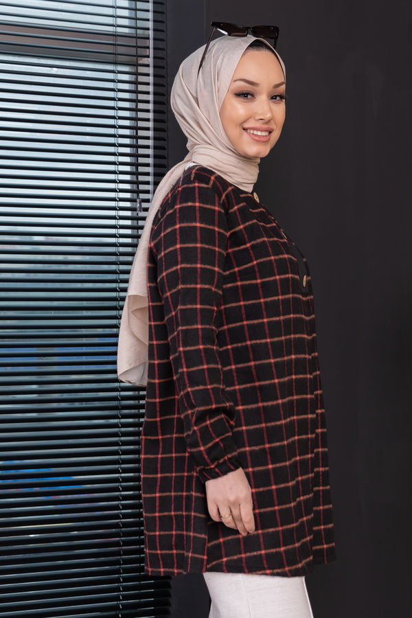 Düz Bisiklet Yaka Kadın Turuncu Tunik - 3997 TURUNCU