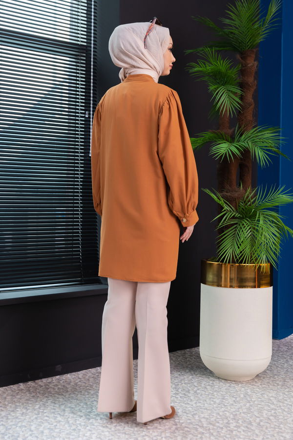 Düz Hakim Yaka Kadın Taba TUNIK - 3532 TABA