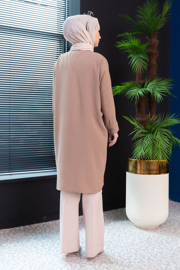 Düz Orta Kadın Vizon TUNIK - 3493