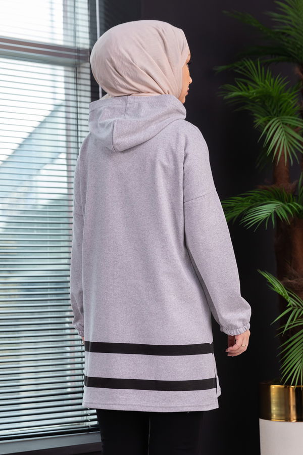 Düz Orta Kadın Gri TUNIK - 3433