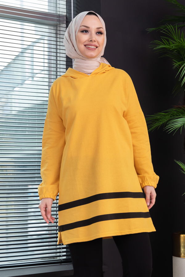 Düz Orta Kadın Sarı TUNIK - 3433 Sarı