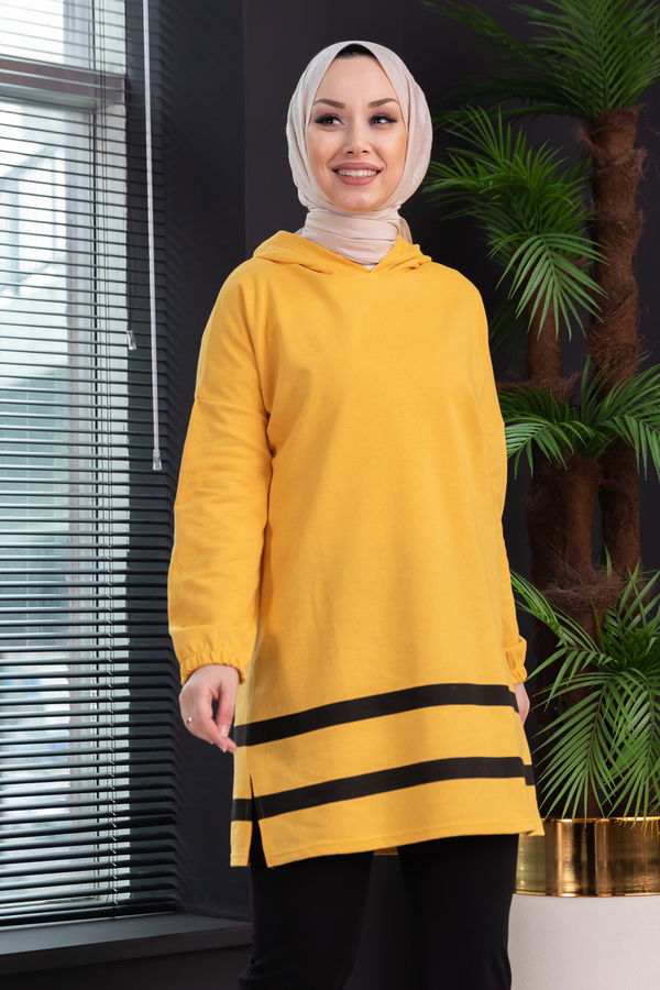 Düz Orta Kadın Sarı TUNIK - 3433 Sarı