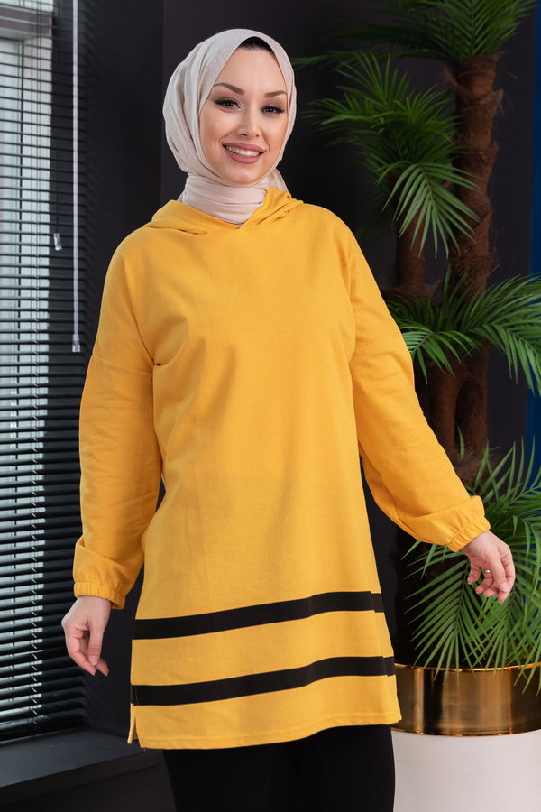 Düz Orta Kadın Sarı TUNIK - 3433 Sarı