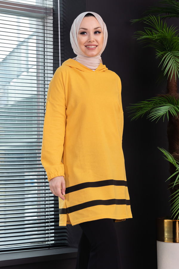Düz Orta Kadın Sarı TUNIK - 3433 Sarı