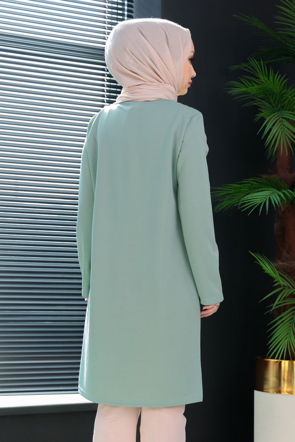 Düz Bisiklet Yaka Kadın Yeşil TUNIK - 3514