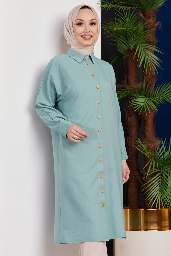 Düz Orta Kadın Yeşil TUNIK - 3493