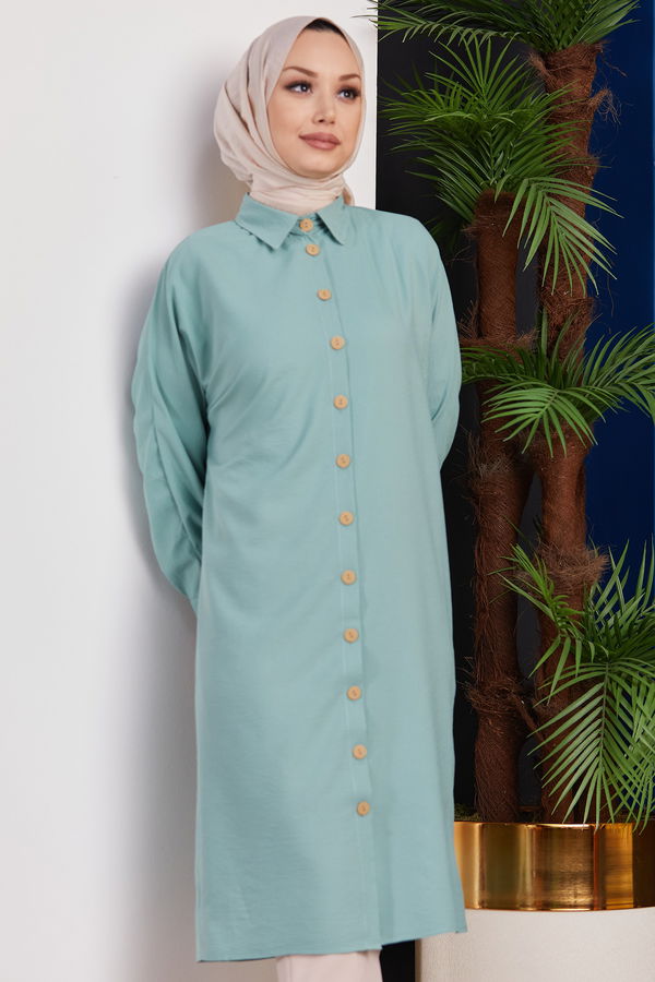 Düz Orta Kadın Yeşil TUNIK - 3493