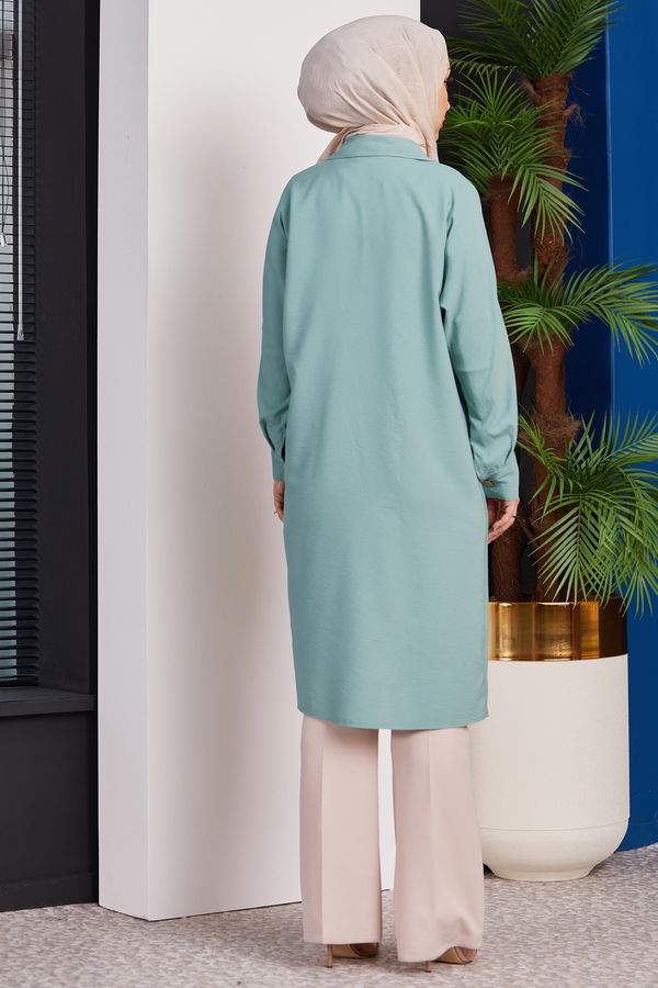 Düz Orta Kadın Yeşil TUNIK - 3493